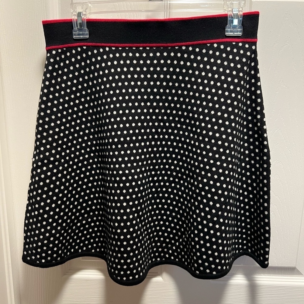 Krimson Klover | Sweater Skirt Black White Red Polkadot Merino Wool Sz S